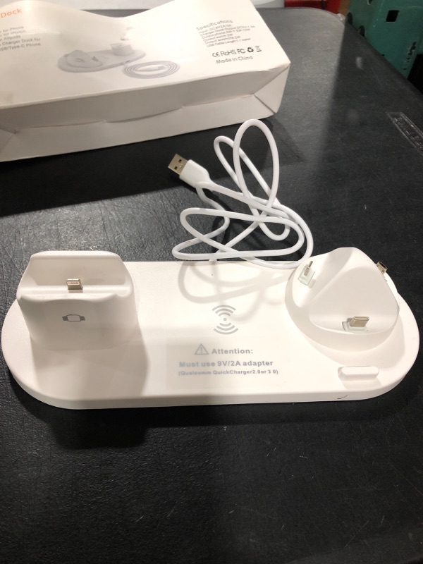 Photo 2 of 6 In 1 Charging Dock Charger Stand for Apple Watch Series Air Pods IPhone Station,White
