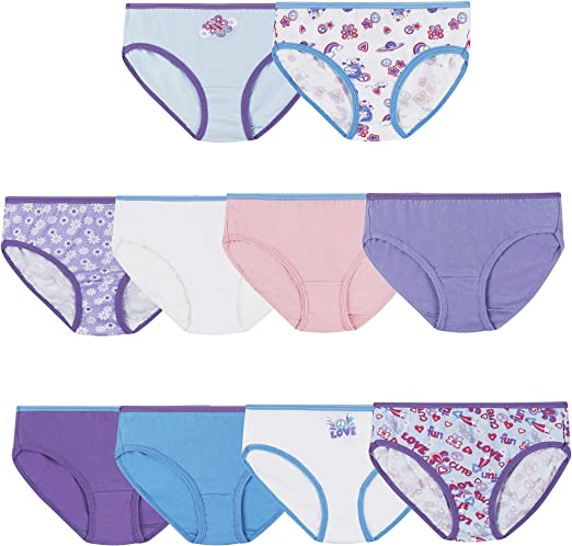 Photo 1 of 2-PACKS  Hanes Girls’ Underwear, Low Rise Briefs 100% Cotton Underwear, Assorted Colors & Prints, Multipack
