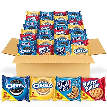 Photo 1 of OREO Original, OREO Golden, CHIPS AHOY & Nutter Butter Cookie Snacks Variety Pack, 56 Snack Packs (2 Cookies Per Pack)  EXPIRED 8/2/2022