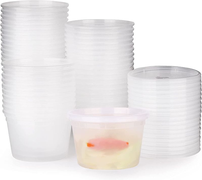 Photo 1 of [48pack 16oz]FULING Plastic Containers With Lids Deli Disposable Food Storage Takeout Containers Airtight BPA-Free Leakproof Round Bowls for Soup Salad Restaurant Supplies With Clear Lids
