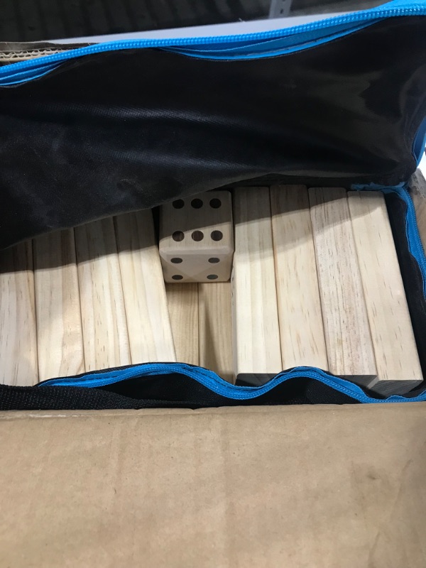Photo 1 of Juegoal 54 Pieces Giant Tumble Tower Blocks Game Giant Wood Stacking Game with 1 Dice Set Canvas Bag for Adult