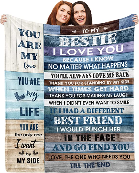 Photo 1 of Bestie Gifts to My Bestie Blanket Best Friend Birthday Gifts for Women Bestie Sister Teen Girls Long Distance Friendship Gift Christmas or Valentines Gift for Her Throw Blankets 50 x 60 inch 