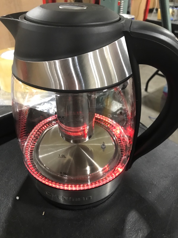 Photo 1 of Chefman Electric Kettle w/ Temperature Control, No. 1 Kettle Manufacturer in U.S., Removable Tea Infuser, 5 Presets, LED Indicator Lights, 360° Swivel Base, BPA Free, Stainless Steel, 1.8 Liters Stainless Glass Temperature Control Kettle