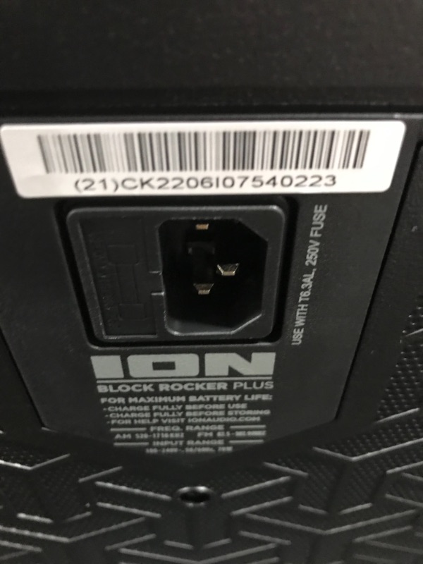 Photo 1 of ION Audio Block Rocker Plus - Portable Bluetooth Speaker 100W W/Battery, Karaoke Microphone, AM FM Radio, Wheels & Telescopic Handle and USB Charging, Black