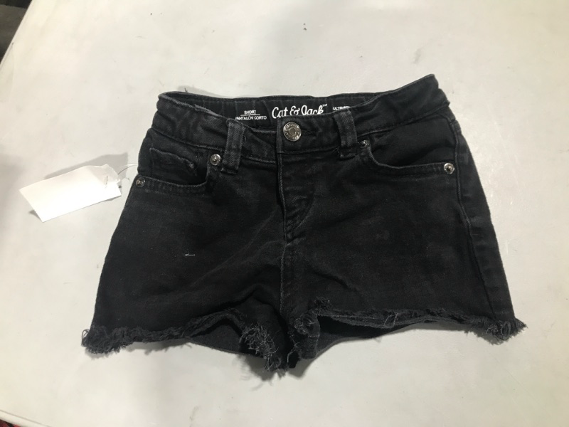 Photo 1 of CAT&JACK -GIRLS JEANS SHORTS-BLACK 
SIZE-S(6/6X)