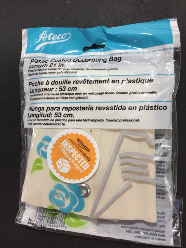 Photo 1 of Ateco Plastic Coated Canvas Decorating Bag, 21-Inch, Reusable, Made in USA, White
