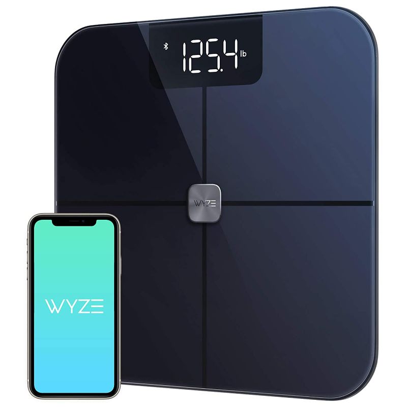 Photo 1 of WYZE Smart Scale for Body Weight, Wireless Digital Bathroom Scale for BMI, Body Fat Percentage, Heart Rate Monitor, Body Composition Analyzer, App, Bluetooth, 400 lb Black
