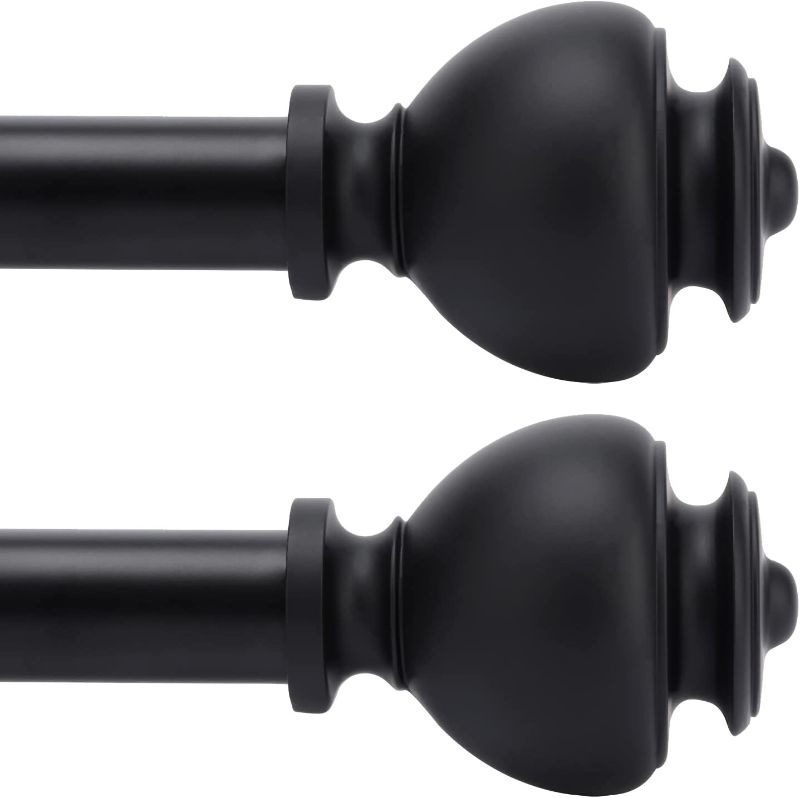 Photo 1 of AlinaArt 2 Pack Decorative Window Curtain Rod with Brackets- Faceted Hexagonal Design 3/4'' inch Pole, 38 to 72 Inch Adjustable Side Curtain Rod Matte Black
