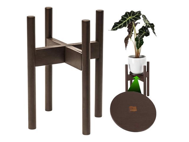 Photo 1 of Wood Plant Stand - Adjustable (8 10 12 Inches), Outdoor and Indoor Weather Resistant Bamboo Planter Pot Holder (Dark Bronze)