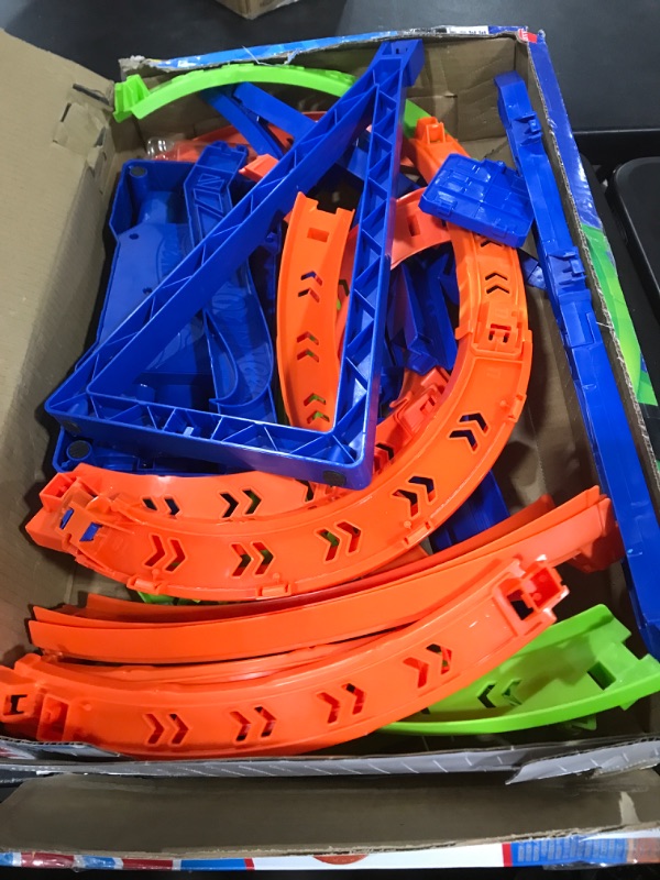 Photo 1 of ?Hot Wheels Track Set and 1:64 Scale Toy Car, 29" Tall Track with Motorized Booster for Fast Racing, Action Spiral Speed Crash Playset???? SHIPS IN OWN CONTAINER