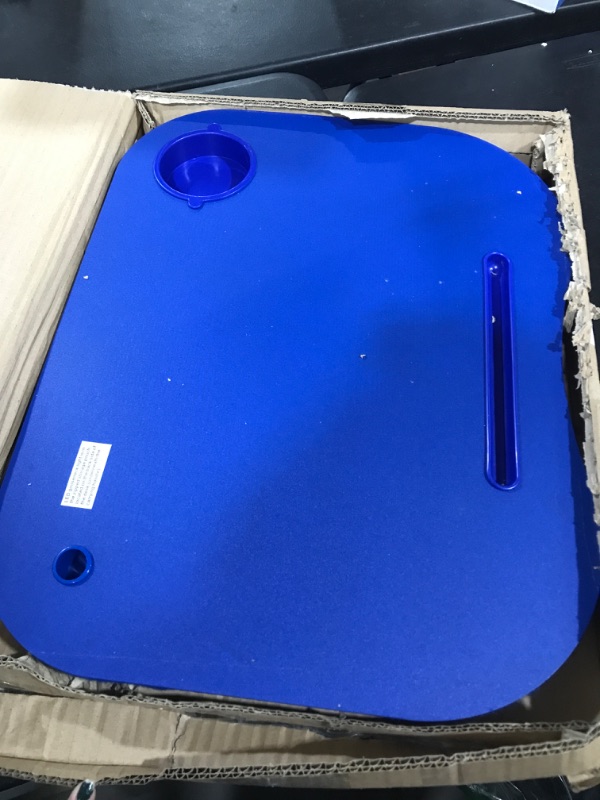 Photo 1 of Laptop Lap Desk, Portable with Foam Filled Fleece Cushion, LED Desk Light, Cup Holder-for Homework, Drawing, Reading and More by Lavish Home (Blue) with LED Light, Pen & Cup Holder - Blue