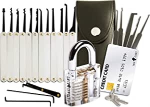 Photo 1 of 20-Pieces Lock Picking Set with Transparent Training Padlock and Credit Card Lock Pick Set by LockCowboy | Bonus E-Guide for Beginner and Pro Locksmiths