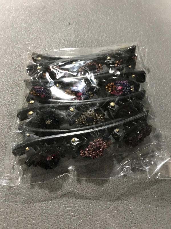 Photo 2 of 4PCS Sparkling Crystal Stone Braided Hair Clips