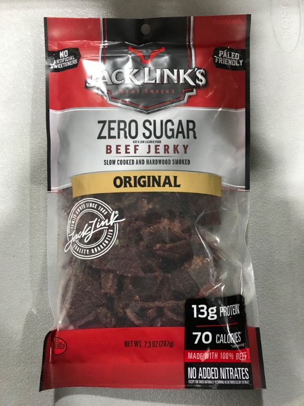 Photo 2 of Jack Link's Beef Jerky, Zero Sugar, Paleo Friendly Snack with No Artificial Sweeteners, 13g of Protein and 70 Calories Per Serving, No Sugar Everyday Snack, 7.3 oz