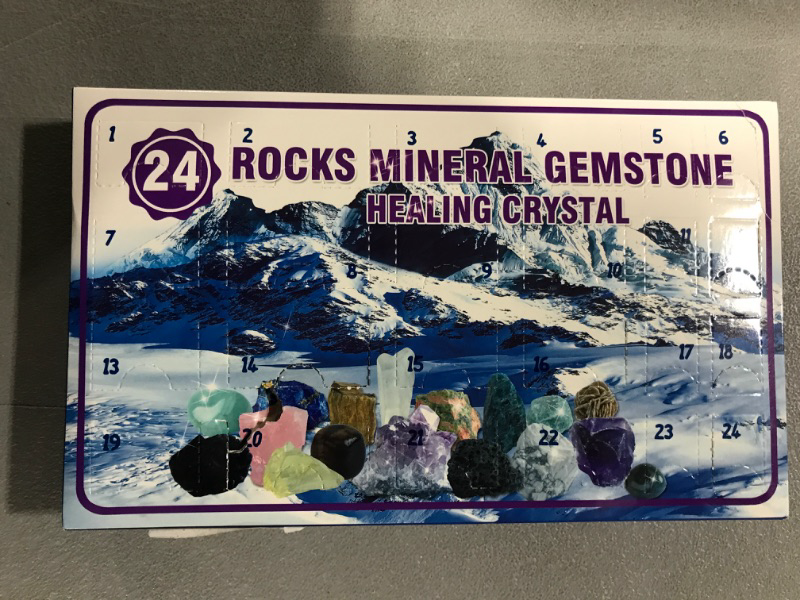 Photo 2 of Advent Calendar 2022, Gem and Rock Mineral Advent Calendar For Kids Boys And Girls Christmas Countdown Calendar With 24pcs Gemstone Crystal Stone Science Learning Kit Gift Jewelry DIY Craft For Adults