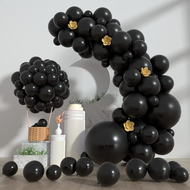 Photo 1 of 99pcs Balloon Arch Kit, Black Balloons Different Sizes, 18 12 10 5 inch Balloon Garland for Birthday Wedding Baby Shower Gender Reveal Thanksgivings Christmas Party Decorations (Black)
