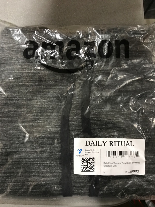 Photo 2 of [Size M] Amazon Essentials Women's Terry Cotton and Modal Drawstring Sweatshirt Skirt (Previously Daily Ritual) Medium Charcoal, Space Dye