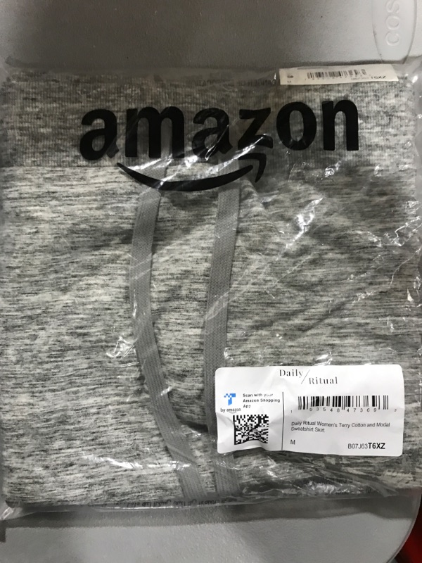 Photo 2 of [Size M] Amazon Essentials Women's Terry Cotton and Modal Drawstring Sweatshirt Skirt, Grey Heather, Space Dye, Medium