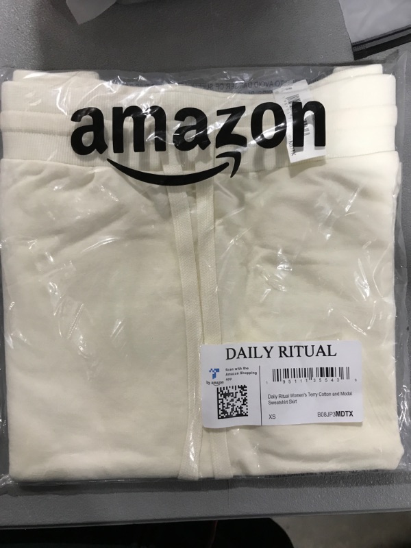 Photo 2 of [Size XS] Amazon Essentials Women's Terry Cotton and Modal Drawstring Sweatshirt Skirt (Previously Daily Ritual) X-Small Cream