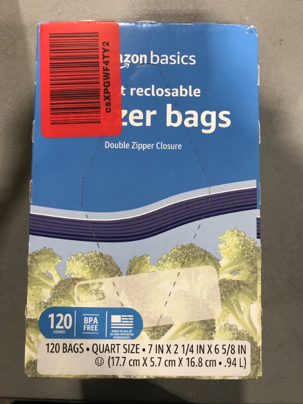 Photo 1 of Amazon Basics Freezer Quart Bags, 120 Count (Previously Solimo)