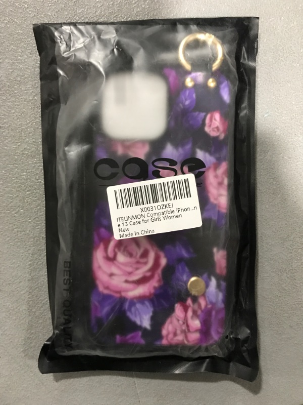 Photo 2 of  iPhone 13 Pro Max Case with Hand Strap in Floral and Leaves Cute Pattern with Screen Protector Tire Skid Outline Bumper Shockproof- Purple