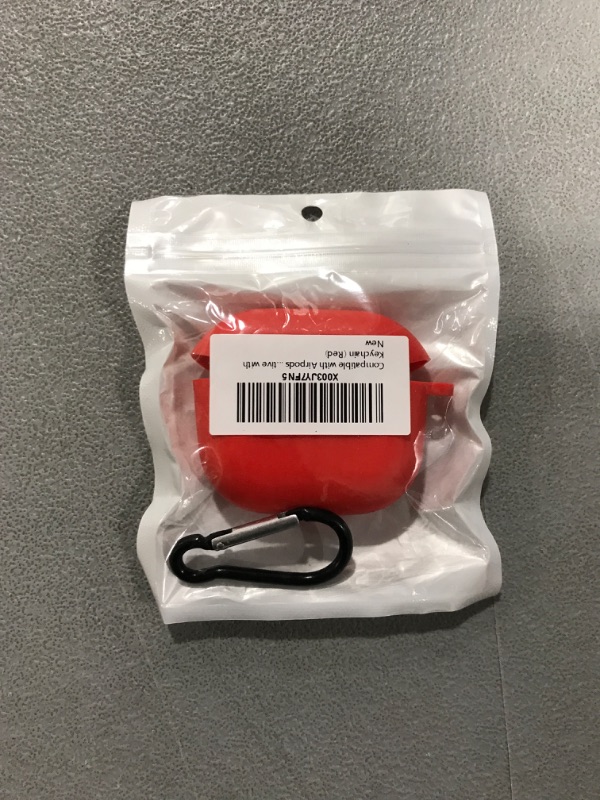 Photo 2 of Compatible with Airpods 3 Case Cover Soft Silicone Rubber Skin Case Cover Protective with Keychain (Red)