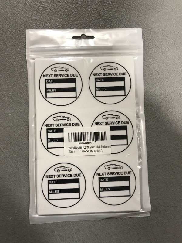 Photo 2 of 2 inch Black 102 PCS "Next Service Due" Static Cling Labels Easy Remove Oil Change Stickers - Static Cling Windshield Labels-Poskornwel