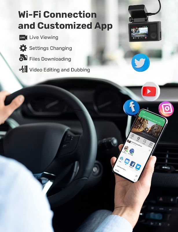 Photo 1 of Heaboli 2K Dash Cam Front and Inside with Wi-Fi,GPS and Speed,Front and Cabin Dash Camera with Magnetic Bracket, 24Hr Parking Monitor, Super Night Vision and Loop Recording, Support APP
