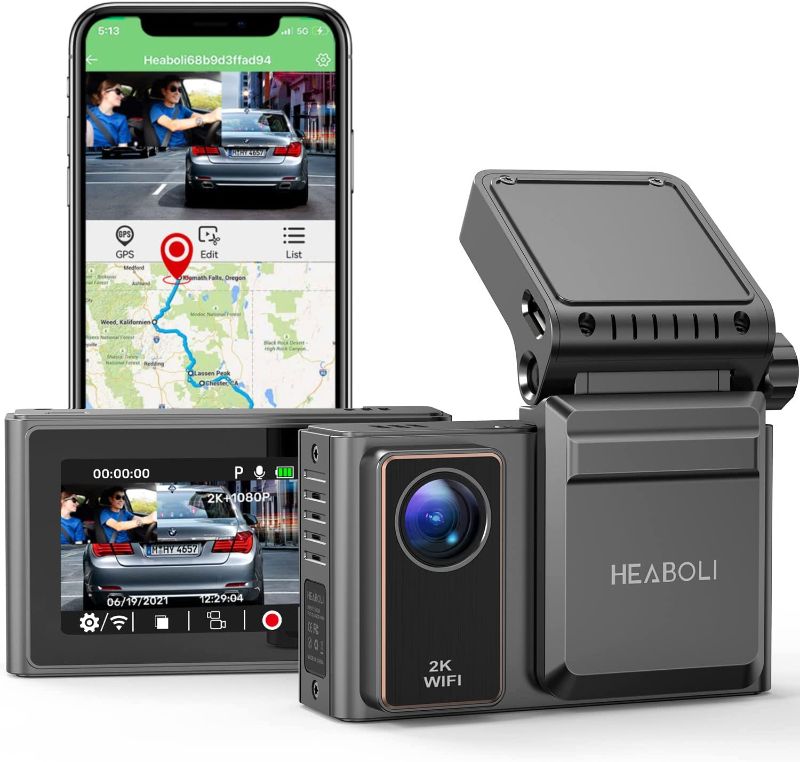 Photo 1 of Heaboli 2K Dash Cam Front and Inside with Wi-Fi,GPS and Speed,Front and Cabin Dash Camera with Magnetic Bracket, 24Hr Parking Monitor, Super Night Vision and Loop Recording, Support APP
