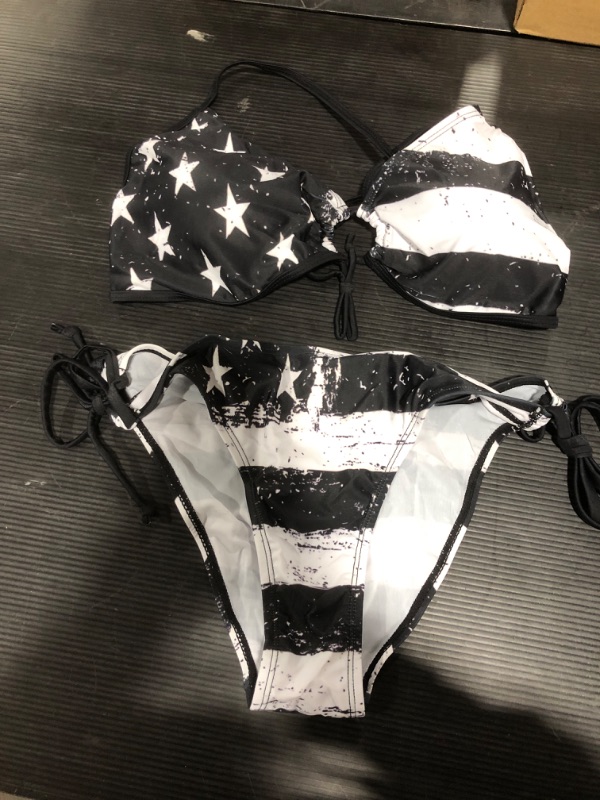 Photo 1 of  American Flag Military Pattern Swimsuits Triangle Bikini 2 Piece Set Swimwear Bathing Suit for Women Girls---SIZE L