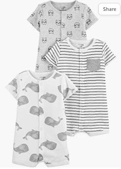 Photo 1 of Simple Joys by Carter's Unisex Babies' Snap-Up Rompers, Pack of 3
SIZE 12M