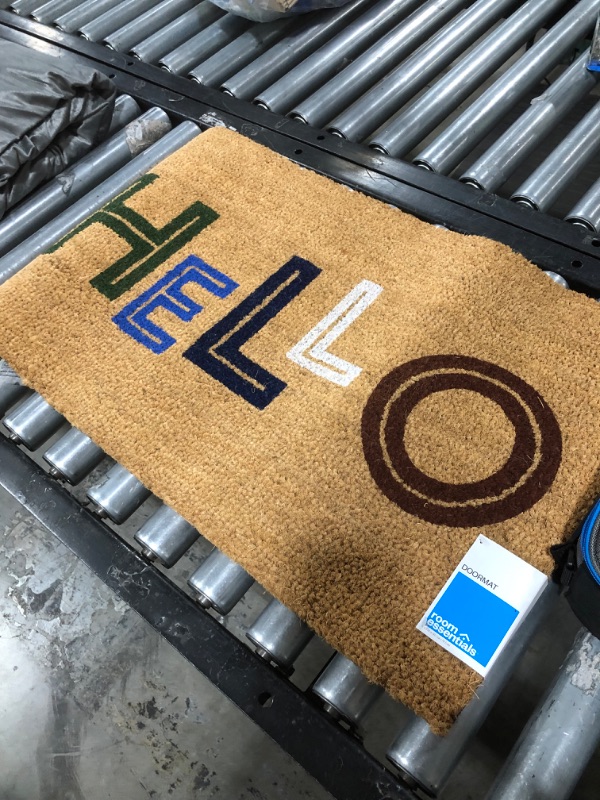 Photo 2 of 1'6"x2'6" Hello Colorblocked Coir Doormat - Room Essentials™

