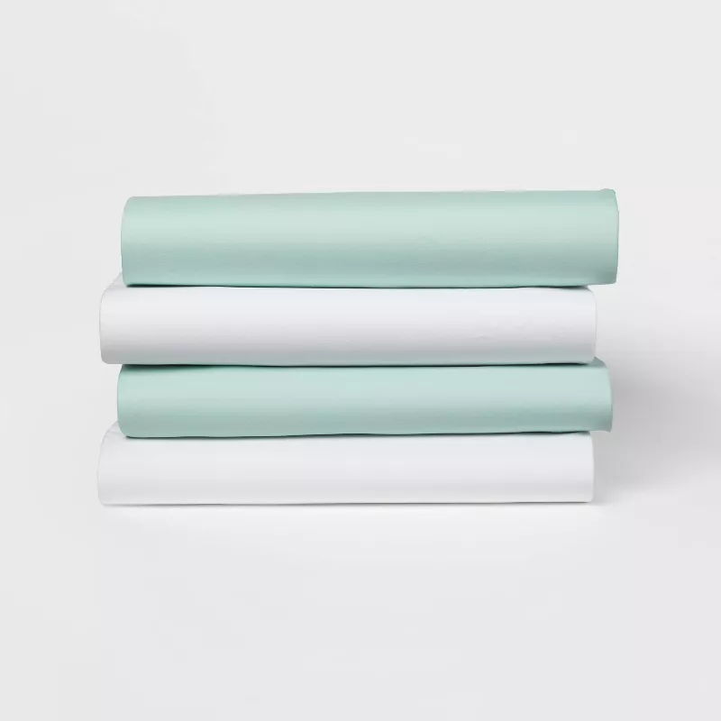 Photo 1 of 4pk Solid Microfiber Fitted Sheet - Room Essentials™--TWIN/XL TWIN
