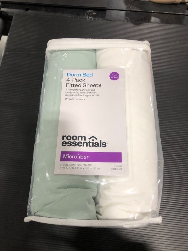 Photo 2 of 4pk Solid Microfiber Fitted Sheet - Room Essentials™--TWIN/XL TWIN
