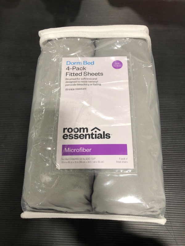 Photo 2 of 4pk Solid Microfiber Fitted Sheet - Room Essentials™--twin / twin xl

