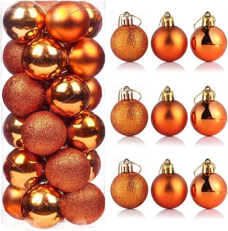 Photo 1 of Samgin Christmas Ball Ornaments, 24PCS Shatterproof Xmas Decorations Tree Balls Hanging Decor Frosted, Shiny, Polished for Halloween Christmas Holiday Wedding Party, 1.57 Inch/40mm - Brown
