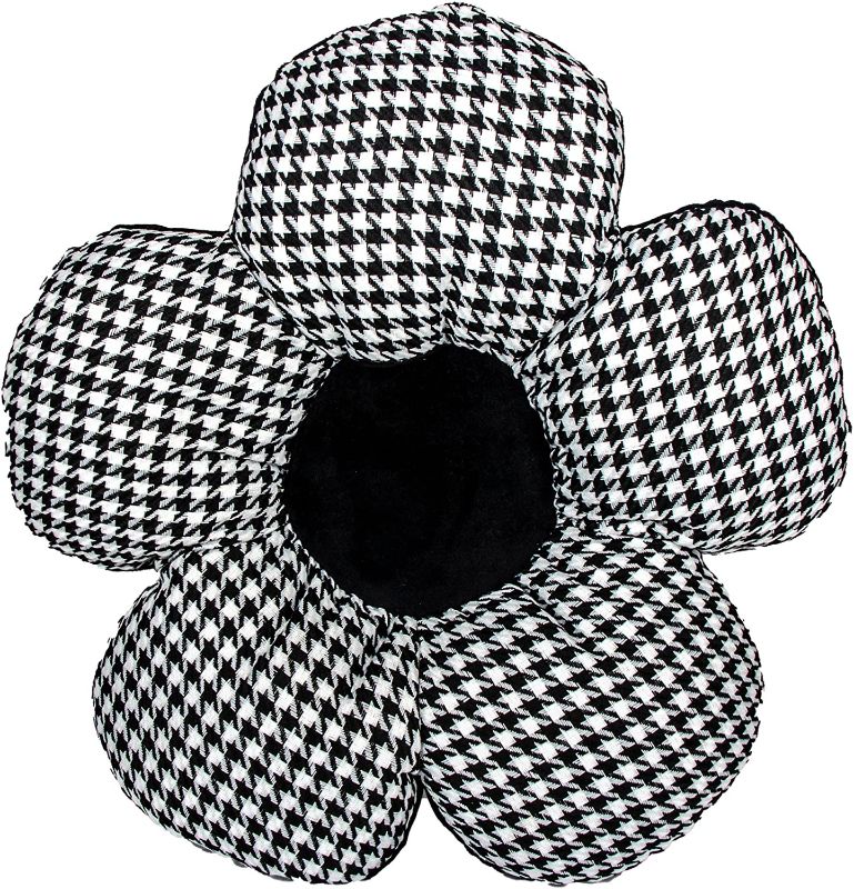 Photo 1 of Ailive Cute Black Plaid Flower Floor Pillow Plush Cushion for Couch Floor Chair Car- 20"X20"