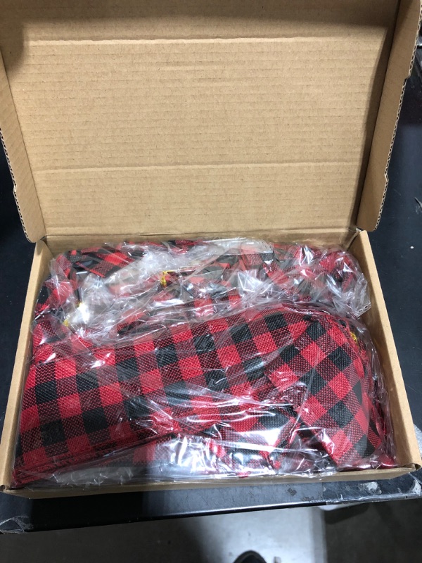 Photo 2 of 32 Pieces Buffalo Plaid Bows Christmas Wreath Gingham Ribbon Bows Mini Checkered Ribbon Flowers for DIY Crafts Christmas Tree Home Party Decoration Supplies, 9 x 12/5 x 7/3 x 5 Inch (Red Black)