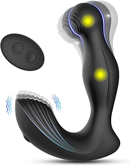Photo 1 of 3 in 1 Wiggle Motion Prostate Massager, Visetoyz Vibrating Anal Vibrator with Remote Control Dual Motors Anal Plug Toy with 7 Wiggle & Vibration Modes, Male Anal Sex Toys for Men Women Couples