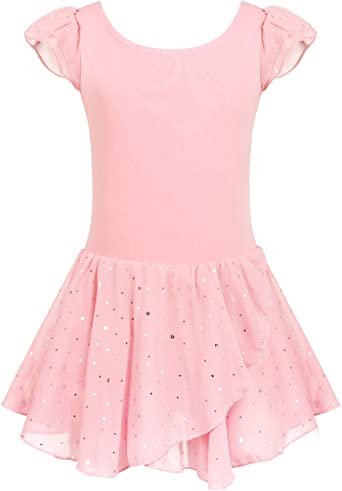 Photo 1 of Arshiner Girls Ruffle Sleeve Ballet Dance Dress Tutu Skirted Leotard-Size S