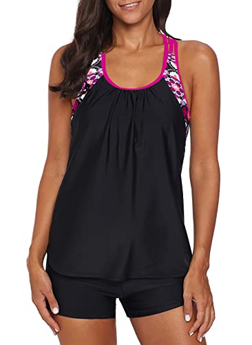 Photo 1 of Aleumdr Women's Blouson Striped Printed Strappy T-Back Push up Tankini Top with Shorts- Size L