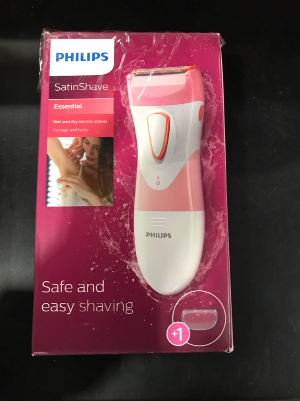 Photo 2 of Philips Beauty SatinShave Essential Women's Wet & Dry Electric Shaver for Legs, Cordless, Pink and White,