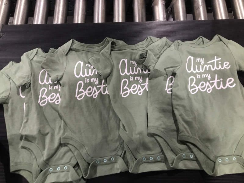 Photo 2 of Baby 'Auntie Bestie' Short Sleeve Bodysuit - Cat & Jack™ Sage Green- 6 Pack- Size 12m