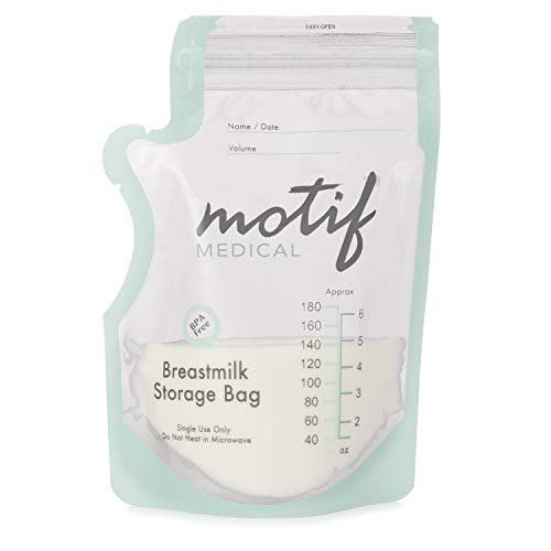 Photo 1 of Motif Medical, Milk Storage Bags, 8 oz Milk Freezer Bag with Easy Pour Spout, BPA Free, Write-On Label - 40 Count
