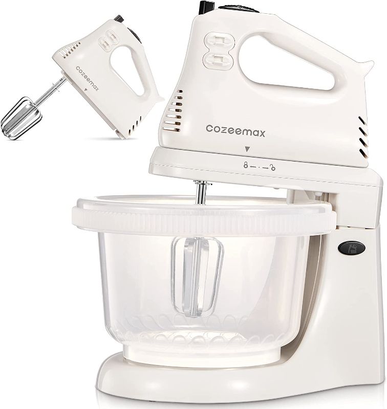 Photo 1 of 2 in 1 Hand Mixers Kitchen Electric Stand mixer with bowl 3 Quart, electric mixer handheld for Everyday Use, Dough Hooks & Mixer Beaters for Frosting, Meringues & More
