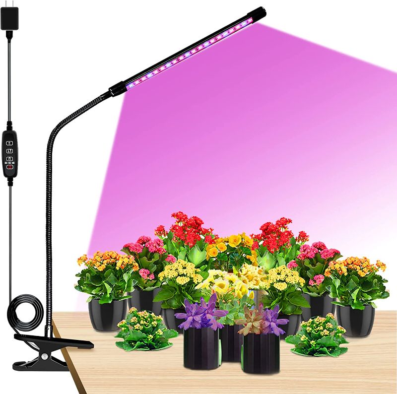 Photo 1 of Grow Lights, Clip-on Plant Grow Lights with Red Blue LED Bulbs for Plants Hydroponics Succulent Growing, 3 Light Modes Timing Function (20)
