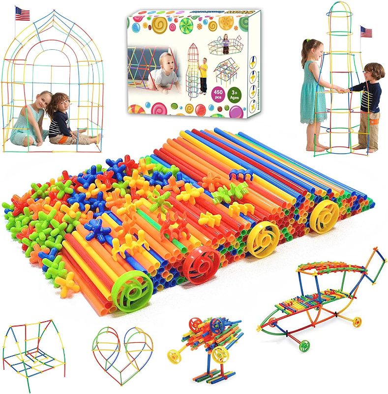 Photo 1 of Haninsuze Straw STEM Building Toys 480 pcs Interlocking Plastic Educational Toys Engineering Building Blocks -Fun- Educational- Safe for Kids- Develops Motor Skills-Construction Blocks 