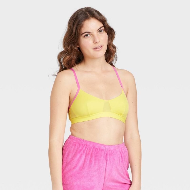 Photo 1 of (3) Women's Mesh Bralette - Colsie- 2 YELLOW AND ONE LILIAC - ALL THREE SIZE XS