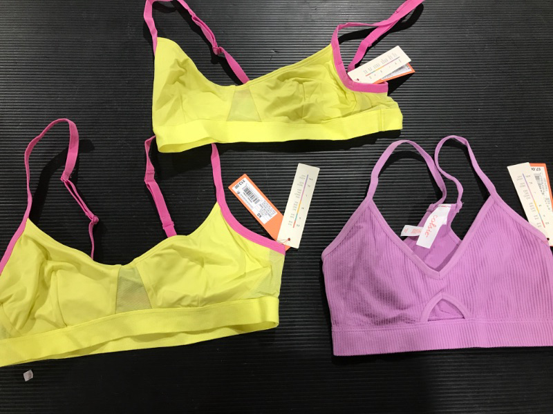 Photo 2 of (3) Women's Mesh Bralette - Colsie- 2 YELLOW AND ONE LILIAC - ALL THREE SIZE XS