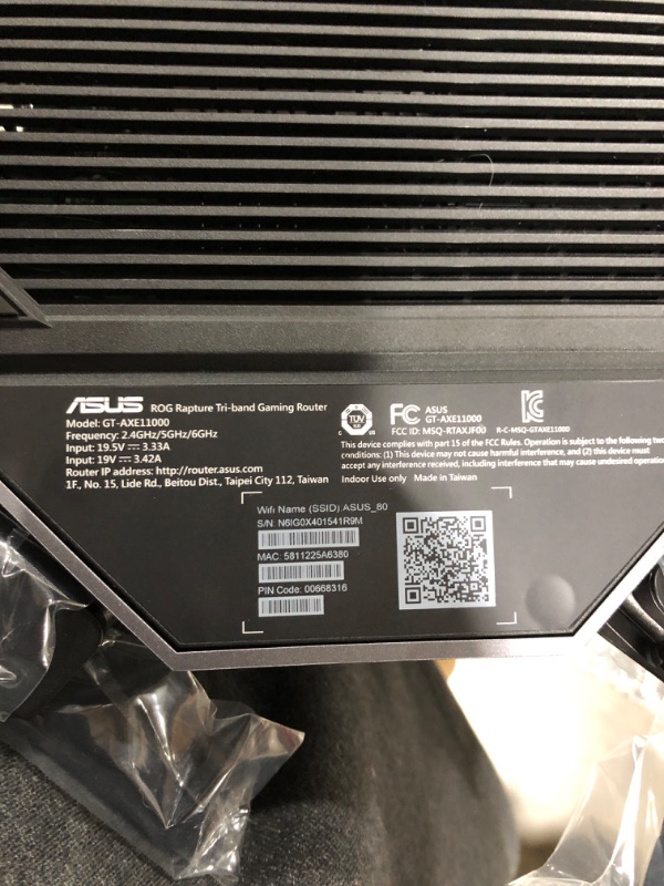 Photo 3 of ASUS ROG Rapture WiFi 6E Gaming Router (GT-AXE11000) - Tri-Band 10 Gigabit Wireless Router World S First 6Ghz Band for Wider Channels & Higher Capaci
